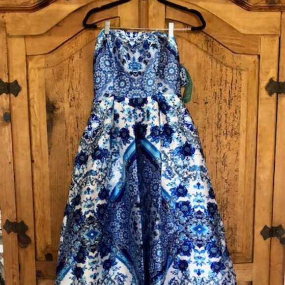 NWT Speechless Prom Formal Chinoiserie Blue White Floral Dress Sz 7 Homecoming - Picture 2 of 16